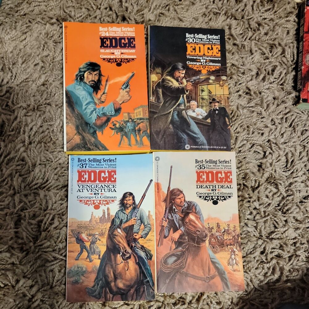 4 Rare George G Gilman Edge Books First printing No. 24,30,35,37 Westerns.
